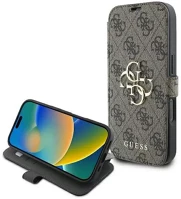 Apple GUBKP16X4GMGBR Guess 4g metal logo iphone 16 pro max flip/oldalra nyíló tok, barna kép