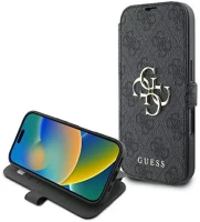 Apple GUBKP16X4GMGGR Guess 4g metal logo iphone 16 pro max flip/oldalra nyíló tok, fekete kép