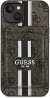 Apple GUBPHCP15SP4RPSW Guess 4g stripes iphone 15 magsafe hátlap tok kártyatartóval, barna kép