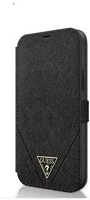 Apple GUFLBKP12LVSATMLBK Guess saffiano v stitch  iphone 12 pro max flip tok, fekete kép