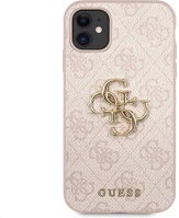 Apple GUHCN614GMGPI Guess pu 4g metal logo  iphone 11 hátlap tok, rózsaszín kép