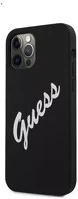 Apple GUHCP12LLSVSBW Guess silicone vintage white script  iphone 12 pro max hátlap tok, fekete kép