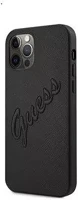 Apple GUHCP12LRSAVSBK Guess pu saffiano vintage script  iphone 12 pro max hátlap tok, fekete kép