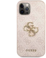 Apple GUHCP12M4GMGPI Guess pu 4g metal logo  iphone 12/12 pro hátlap tok, rózsaszín kép