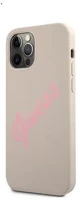 Apple GUHCP12MLSVSGP Guess silicone vintage pink script  iphone 12/12 pro hátlap tok, szürke kép