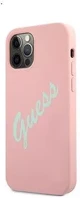 Apple GUHCP12MLSVSPG Guess silicone vintage green script iphone 12/12 pro hátlap tok, rózsaszín kép