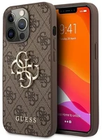 Apple GUHCP13L4GMGBR Guess pu 4g metal logo  iphone 13 pro hátlap tok, barna kép