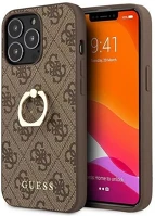 Apple GUHCP13L4GMRBR Guess pu 4g ring  iphone 13 pro hátlap tok, barna kép