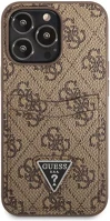Apple GUHCP13LP4TPW Guess 4g saffiano double card  iphone 13 pro bőr hátlap tok, barna kép