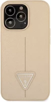 Apple GUHCP13LPSATLE Guess saffiano triangle  iphone 13 pro hátlap tok, bézs kép