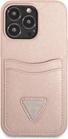 Apple GUHCP13LPSATPP Guess saffiano double card  iphone 13 pro bőr hátlap tok, rózsaszín kép
