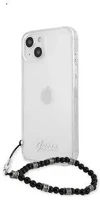 Apple GUHCP13MKPSBK Guess pc script and black pearls  iphone 13 hátlap tok, átlátszó kép