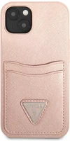 Apple GUHCP13SPSATPP Guess saffiano double card iphone 13 mini bőr hátlap tok, rózsaszín kép