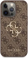 Apple GUHCP13X4GMGBR Guess pu 4g metal logo  iphone 13 pro max hátlap tok, barna kép