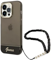 Apple GUHCP14LHGCOHK Guess translucent pearl strap  iphone 14 pro hátlap tok , fekete kép