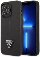 Apple GUHCP14LPSATLK Guess saffianotriangle iphone 14 pro hátlap tok, fekete kép