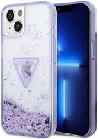 Apple GUHCP14MLFCTPU Guess liquid glitter palm iphone 14 plus hátlap tok, lila kép