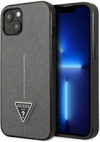 Apple GUHCP14MPSATLG Guess saffianotriangle  iphone 14 plus hátlap tok, ezüst kép