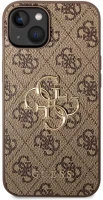 Apple GUHCP14S4GMGBR Guess pu 4g metal logo  iphone 14 hátlap tok, barna kép