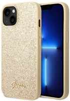 Apple GUHCP14SHGGSHD Guess glitter flakes metal logo  iphone 14 hátlap tok, arany kép