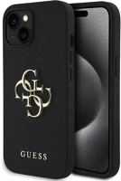 Apple GUHCP14SPGT4MBK Guess pu grained 4g metal logo  iphone 14 hátlap tok, fekete kép