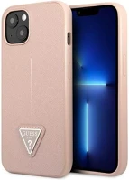 Apple GUHCP14SPSATLP Guess saffianotriangle  iphone 14 hátlap tok, pink kép