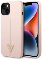 Apple GUHCP14SSLTGP Guess silicone triangle  iphone 14 hátlap tok, pink kép
