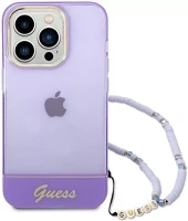Apple GUHCP14XHGCOHU Guess translucent pearl strap  iphone 14 pro max hátlap tok, lila kép