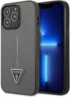 Apple GUHCP14XPSATLG Guess saffianotriangle  iphone 14 pro max hátlap tok, ezüst kép