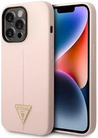 Apple GUHCP14XSLTGP Guess silicone triangle  iphone 14 pro max hátlap tok, pink kép