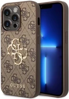 Apple GUHCP15L4GMGBR Guess pu 4g metal logo  iphone 15 pro hátlap tok, barna kép
