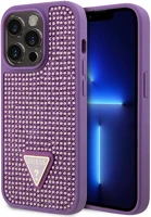 Apple GUHCP15LHDGTPU Guess rhinestones triangle metal logo iphone 15 pro hátlap tok, lila kép