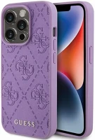 Apple GUHCP15LP4EPMU Guess leather 4g stamped  iphone 15 pro hátlap tok, lila kép
