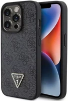 Apple GUHCP15LP4TDPK Guess leather 4g diamond triangle iphone 15 pro hátlap tok, fekete kép