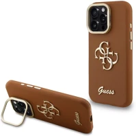 Apple GUHCP15LPCS4GSW Guess pu grained 4g logo stand camera frame iphone 15 pro hátlap tok kép