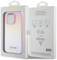 Apple GUHCP15LPSAIRSP Guess pu leather iridescent metal script iphone 15 pro tok, rózsaszín kép
