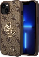 Apple GUHCP15S4GMGBR Guess pu 4g metal logo  iphone 15 hátlap tok, barna kép