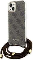 Apple GUHCP15SHC4SEW Guess iml 4g printed crossbody strap iphone 15 hátlap tok pánttal, barna kép