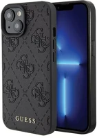 Apple GUHCP15SP4EPMK Guess leather 4g stamped  iphone 15 hátlap tok, fekete kép