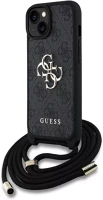 Apple GUHCP15SP4GMGCRK Guess pu 4g metal logo crossbody strap iphone 15 hátlap tok, fekete kép