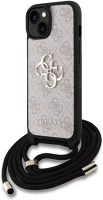 Apple GUHCP15SP4GMGCRP Guess pu 4g metal logo crossbody strap iphone 15 hátlap tok, rózsaszín kép