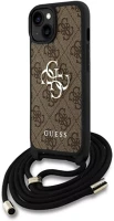 Apple GUHCP15SP4GMGCRW Guess pu 4g metal logo crossbody strap iphone 15 hátlap tok, barna kép