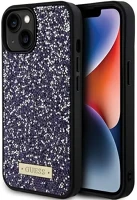 Apple GUHCP15SPFGSBSP Guess rhinestone metal logo  iphone 15 hátlap tok, lila kép