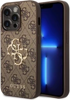 Apple GUHCP15X4GMGBR Guess pu 4g metal logo  iphone 15 pro max hátlap tok, barna kép