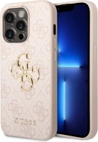 Apple GUHCP15X4GMGPI Guess pu 4g metal logo  iphone 15 pro max hátlap tok, rózsaszín kép