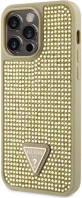 Apple GUHCP15XHDGTPD Guess rhinestones triangle metal logo iphone 15 pro max hátlap tok, arany kép