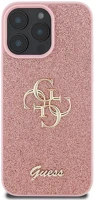 Apple GUHCP16LHG4SGP Guess pu fixed glitter 4g metal logo  iphone 16 pro hátlap tok, rózsaszín kép
