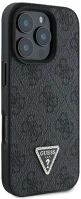 Apple GUHCP16LP4TDPK Guess pu 4g strass triangle metal logo  iphone 16 pro hátlap tok, fekete kép