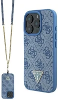 Apple GUHCP16LP4TDSCPB Guess leather metal logo strass crossbody iphone 16 pro kemény hátlap tok kép