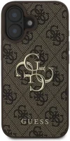 Apple GUHCP16M4GMGBR Guess pu 4g metal logo  iphone 16 plus hátlap tok, barna kép